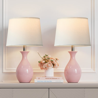 Ensemble de 2 lampes de table en céramique 19 po pour table de chevet, chambre à coucher, salon et interrupteur à bascule 19 po