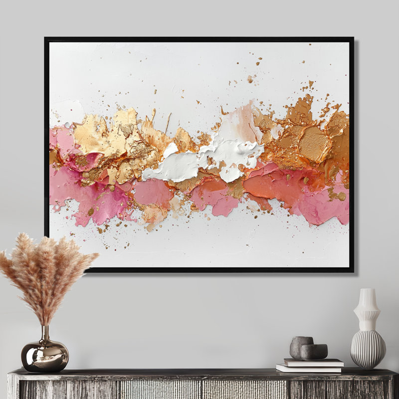 Ammerman - Abstract Large Wall Art, Noir, noir, noir, noir, H 12 po x l 20 po, Cadre flottant