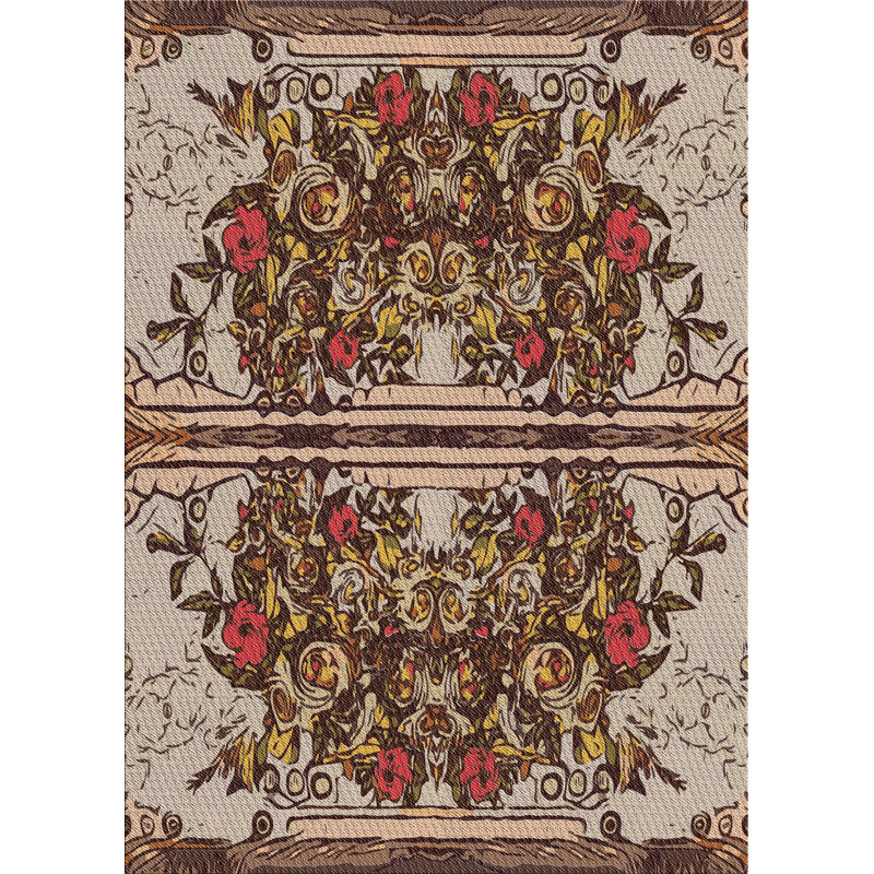 Brun floral/Tapis décoratif grise Rimsha, Rectangle 6 pi x 9 pi