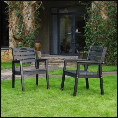 Ensemble de chaises de salle à manger en PEHD durable à faible entretien avec dossier ergonomique pour jardins et terrasses