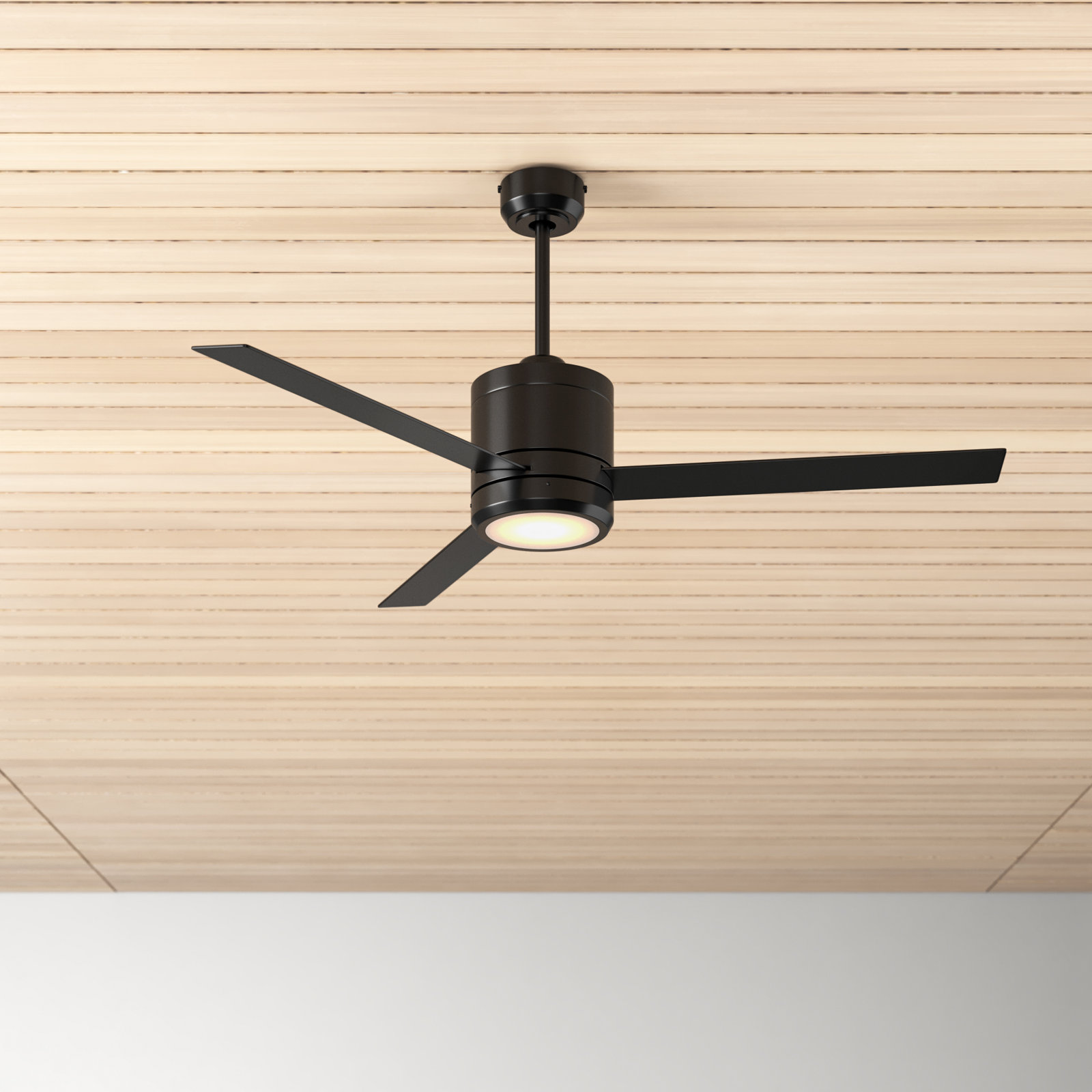 52'' 3 Blade Ceiling Fan with LED Light Kit, Black