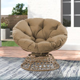 Outdoor 360° Swivel Wicker Papasan Chair - Premium Rattan, Soft Cushion & Durable Frame, Oversized Reading Chair