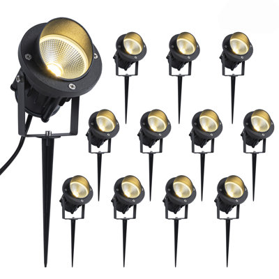 Low-voltage Black Aluminum Led Outdoor Landscape Spot Light With Glass Shade