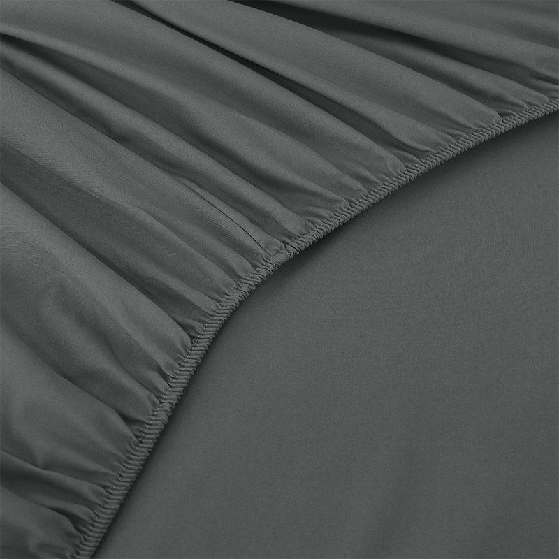 Solid Color 4-Piece Bed Sheet Set With Ultra-Fine Fiber Suitable For Family Bedrooms, Gray, King Sheet Set with 2 Pillowcases