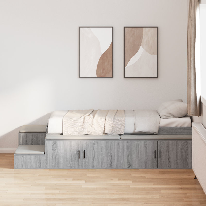 Storage Bed Frame, Single (3'), Grey Sonoma