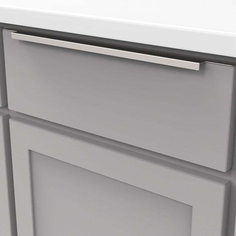 Poignée de doigt de la collection Austere - Poignée d'armoire de 13 3/8 po centre à centre en aluminium - Quincaillerie minimaliste et contemporaine pour tiroirs et armoires