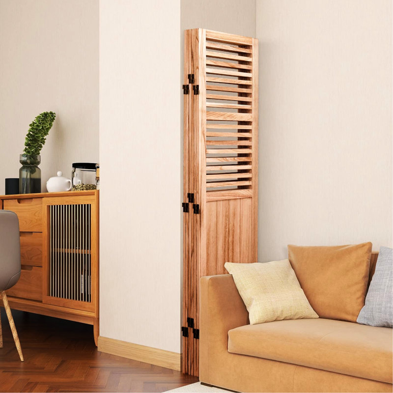 Cloison pliante en bois massif l 82,8 po x H 65 po H 6, cloison charnières de ton naturel, H, pour la maison