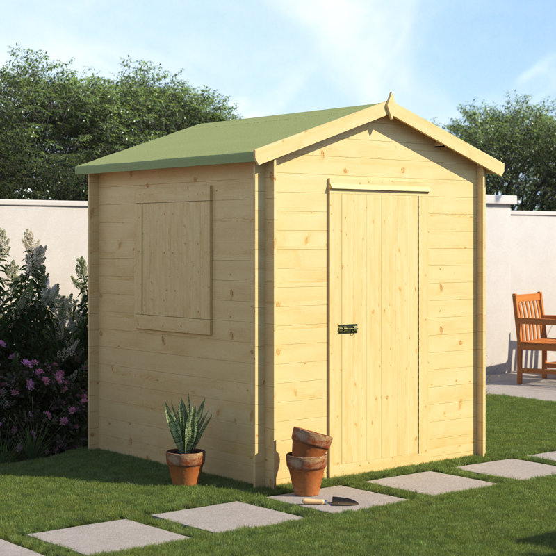 Roncade Log Cabin Wooden Shed, Yes, 7 ft W x 7 ft D