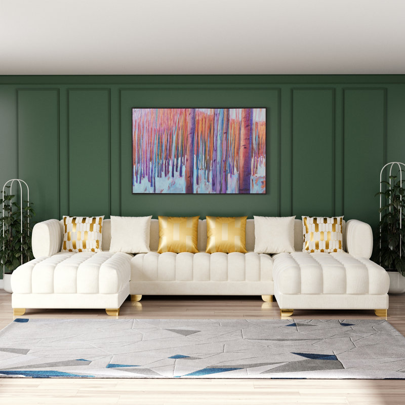Canapé modulaire en velours Premium, Velours crème