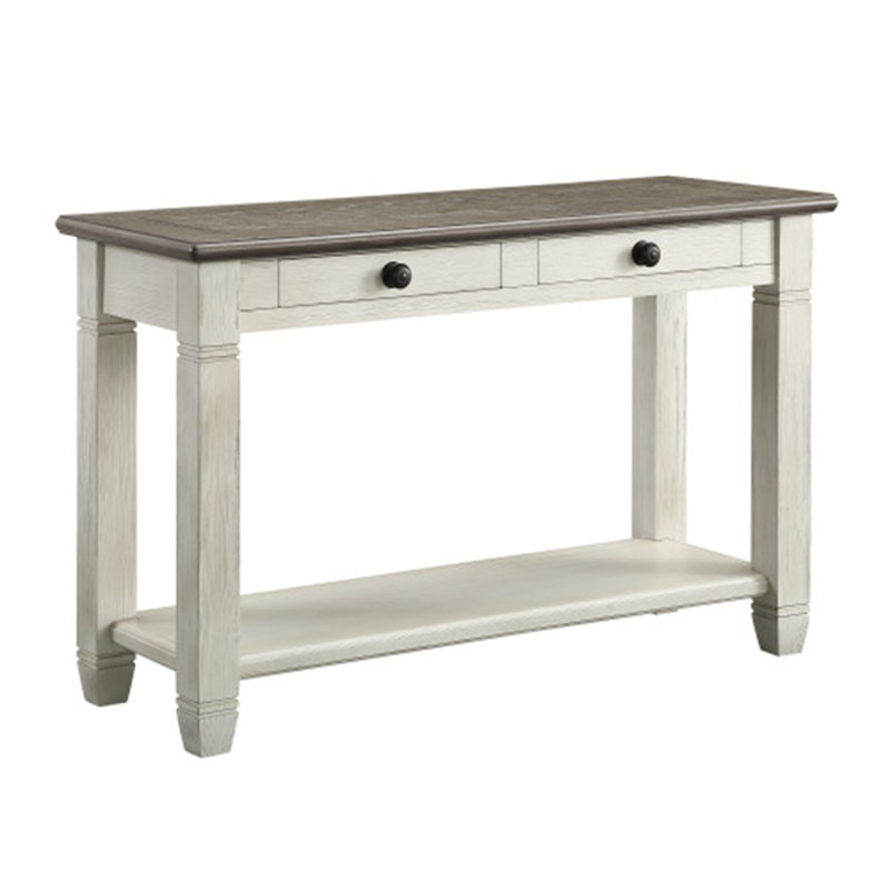 Coffee And Antique Grey Sofa Table With 2 Drawers And Bottom Shelf, Antique White