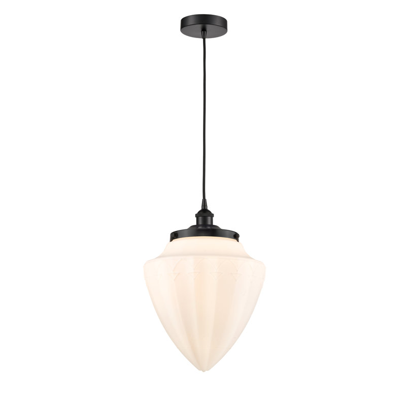 Lakashia 1 - Light Single Pendant, Matte Black, 16.75" H x 12" W x 12" D, Matte White