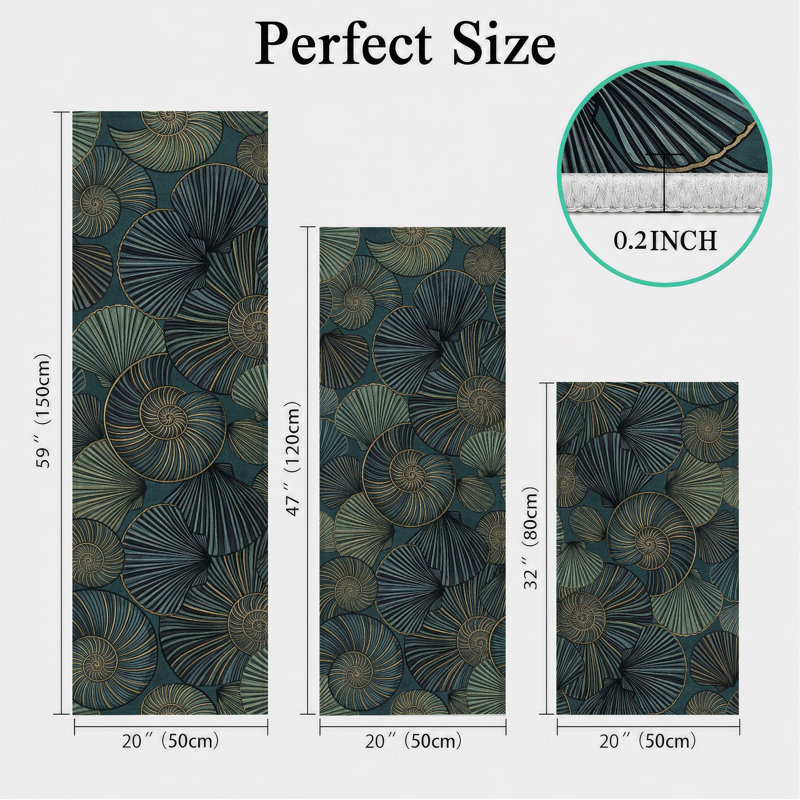 Tropical Leaf Non-Slip Washable Kitchen Mats