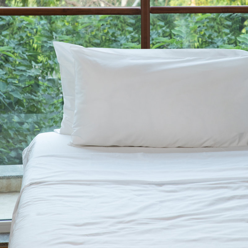 Percale 300 Thread Count Organic 100% Cotton Percale Sheet Set, White, Queen Sheet Set + Fitted Sheet + 2 Pillowcases