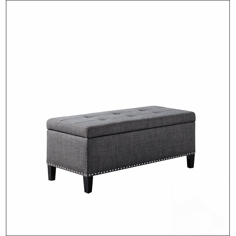 Banc de rangement touffeté à fermeture douce et confortable, Gris anthracite