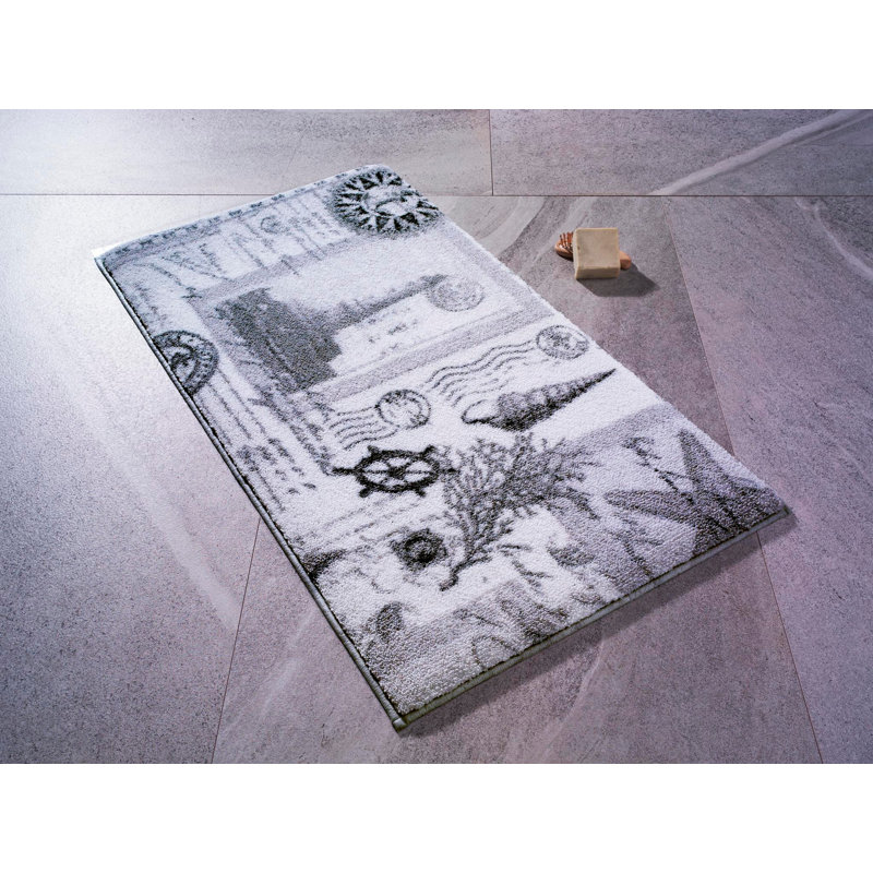 Tapis pour salle de bain Solange, Blanc / gris, L 31,5 po x L 55,12 po
