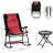 Red Patio Table And Chair - 2 Folding Rocking Chairs & Portable Glass Coffee For Poolside Outdoor Furniture, Easy-Store Camping, Porch