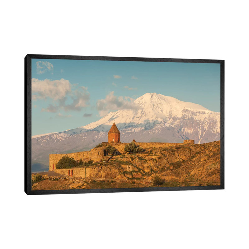 Armenia, Khor Virap. Khor Virap Monastery, 6th Century, with Mt. Ararat 1 Piece Wall Art on Canvas, Black Framed