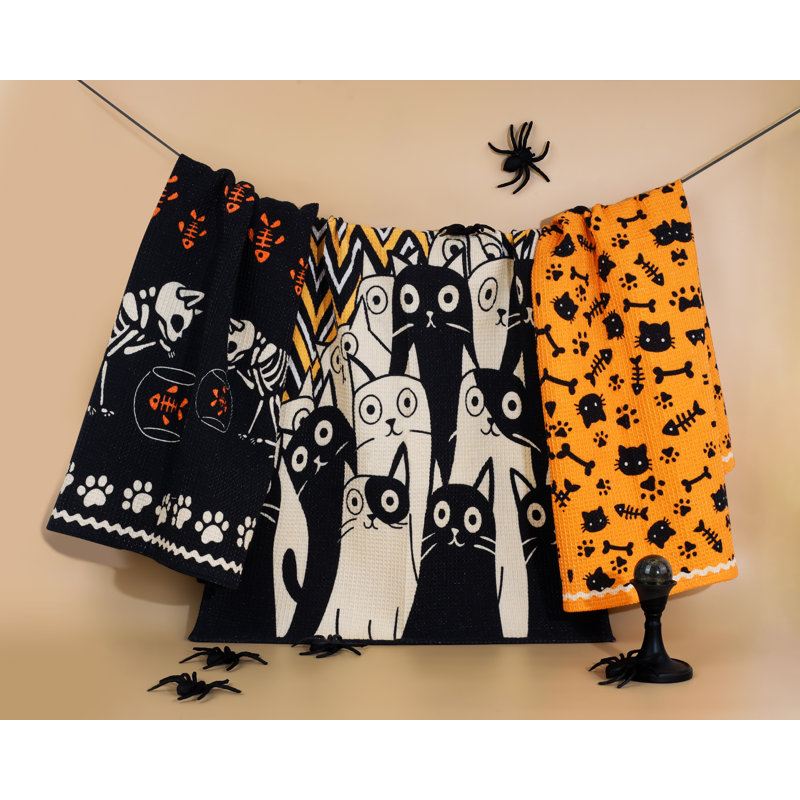 Spooky Cat Halloween Kitchen Towel Set