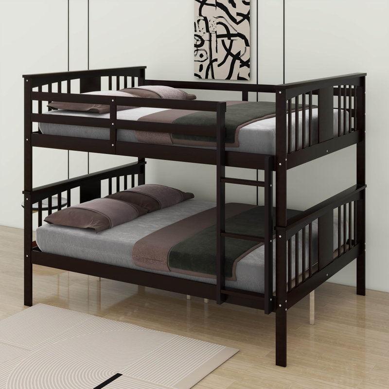 Full Over Full Bunk Bed With Ladder, Espresso