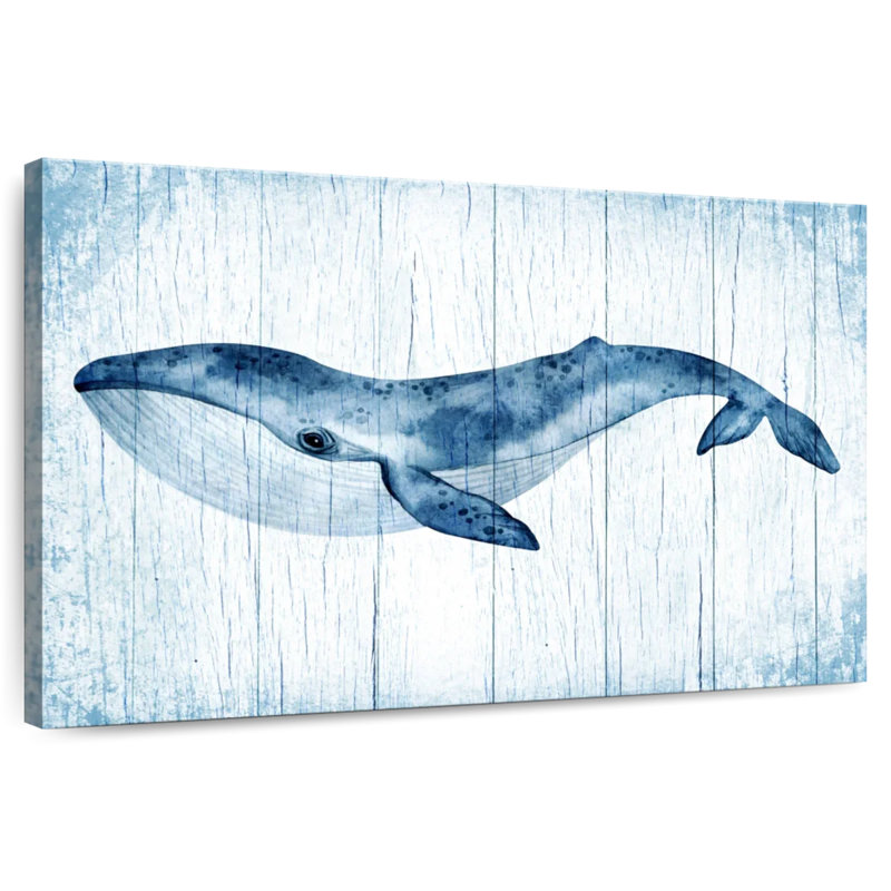 Brampt Wooden Blue Whale, 32" H x 48" W
