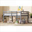 Lit mezzanine double en bois d'hévéa pleine grandeur pleine grandeur, aucun sommier requis, capacité de 400 lb, gris pour la chambre à coucher