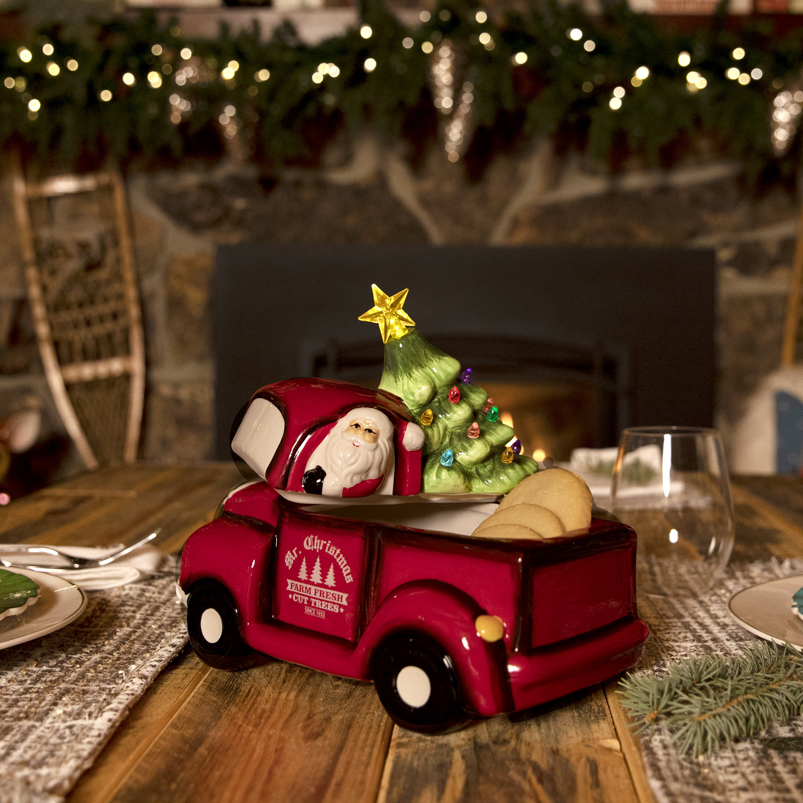 10.5" Nostalgic Ceramic Lit Truck Cookie Jar