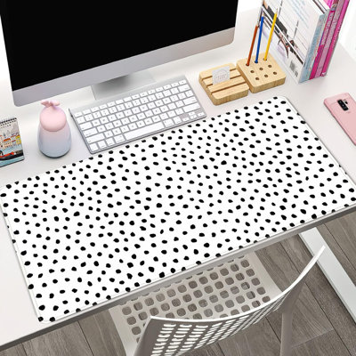 Tapis de bureau bohème, grand tapis de souris à pois, accessoires de bureau bohèmes pour femmes, décor de bureau, tapis de souris XXL pour ordinateur portable et clavier (30,1 x 70 cm), base en caoutchouc antidérapante avec bords cousus