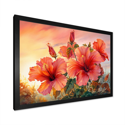 Hibiscus corail sur la plage I - Hibiscus, reproduction d'art mural