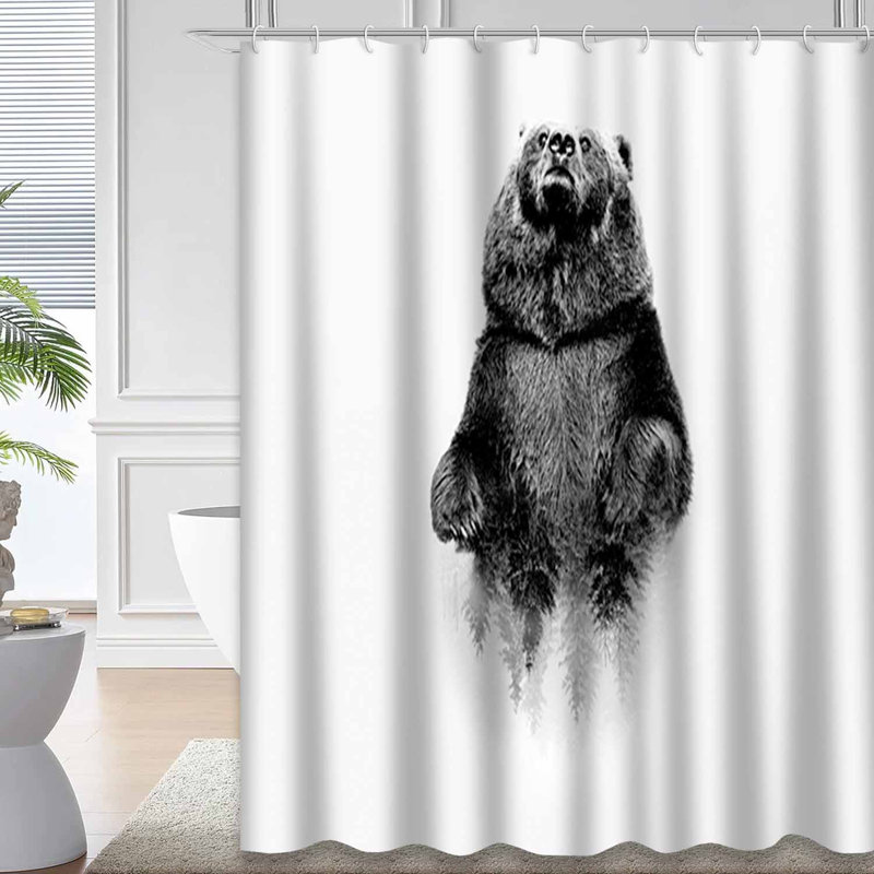 Rideau de douche avec 12 crochets Minimal Bear, L 72 po x l 84 po