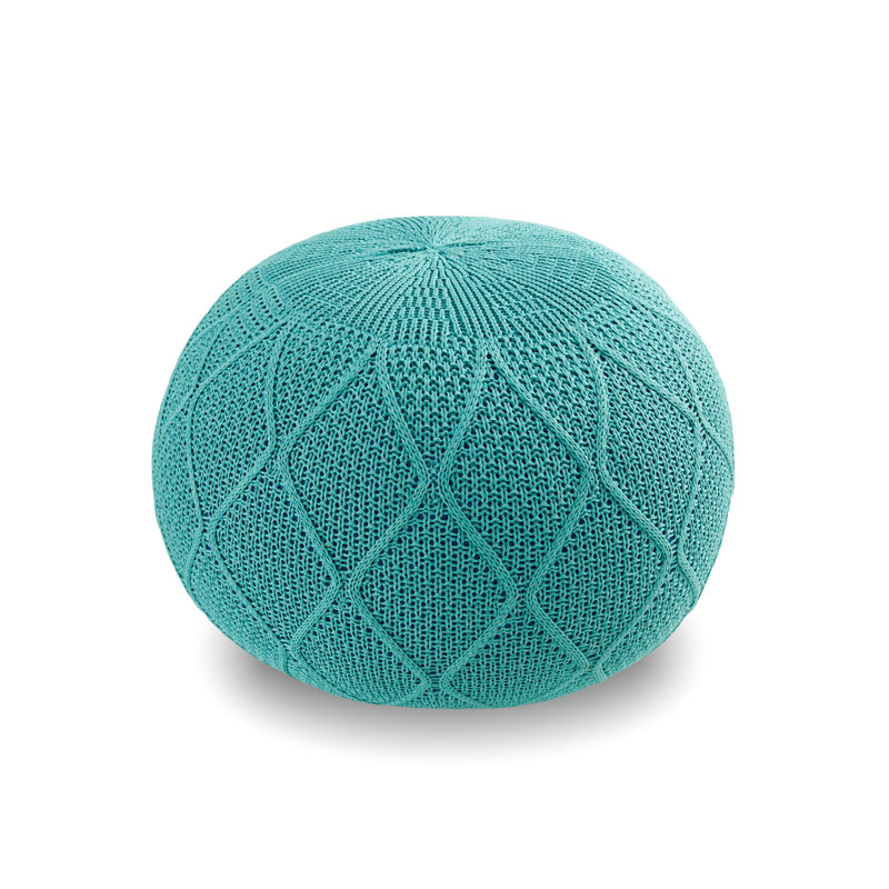 Almanda Upholstered Pouf, Blue Polypropylene/Olefin