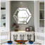 Miroir mural hexagonal au design contemporain en verre