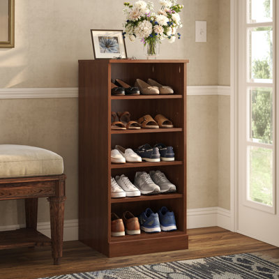 Armoire de rangement étroite à chaussures 100% bois massif avec tablettes réglables, rangement empilable peu encombrant, l 16,5 po x H 35,75 po