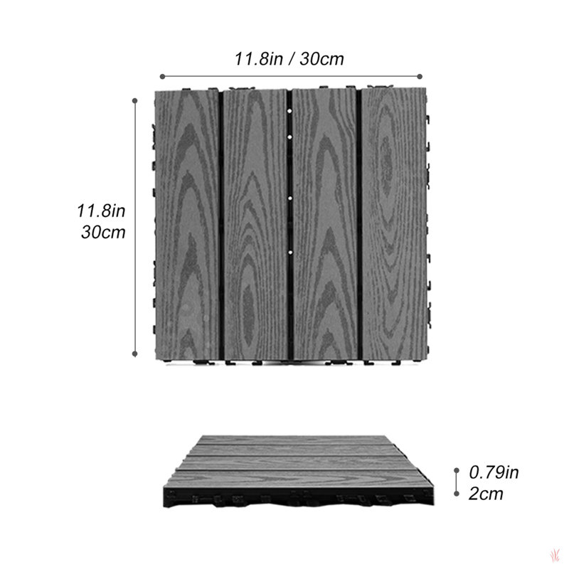 Ensemble de tuiles de terrasse en bois et en plastique composite de 20 pièces, Bois gris