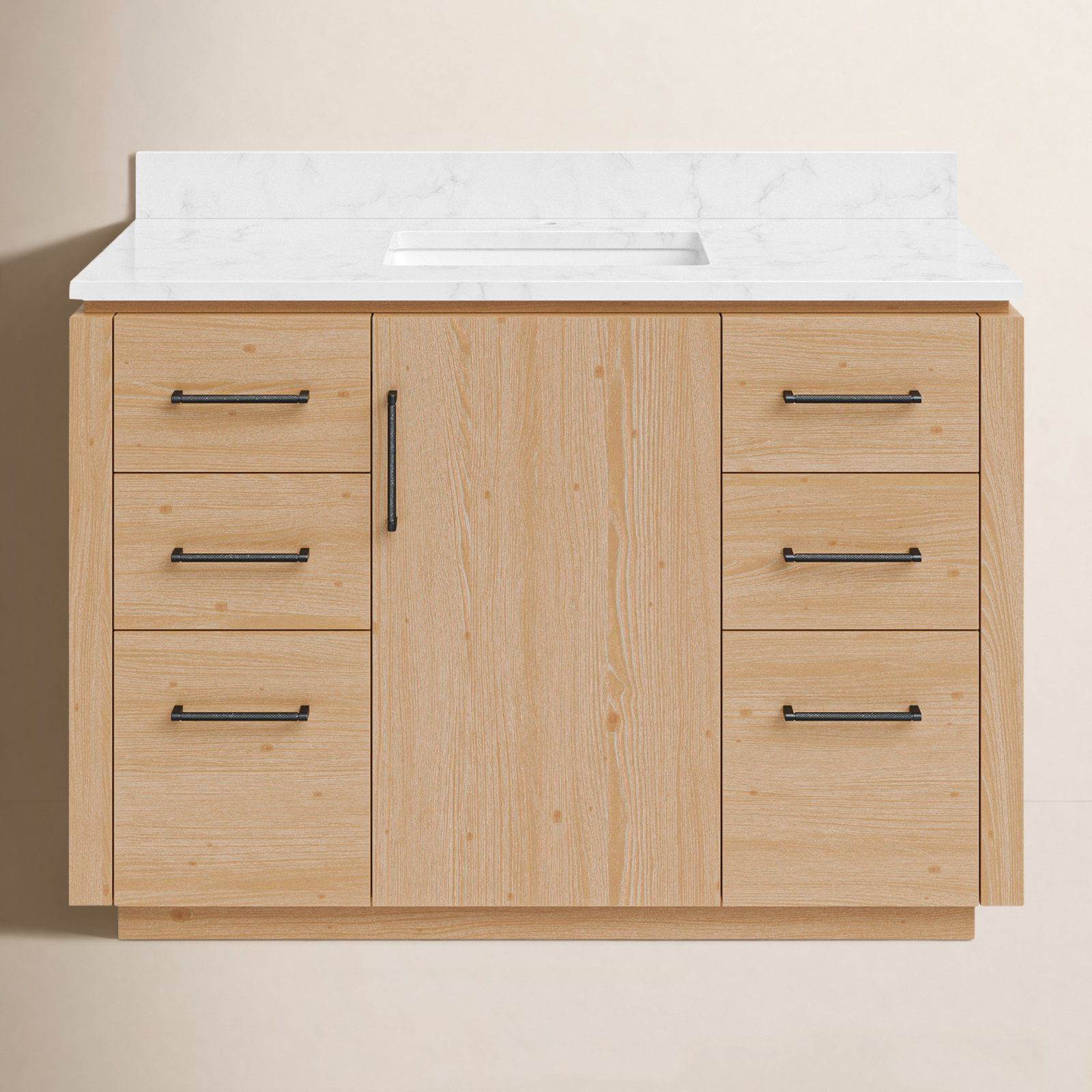 Cloverfield 48'' Single Bathroom Vanity, Fir Wood Brown, Matte Black