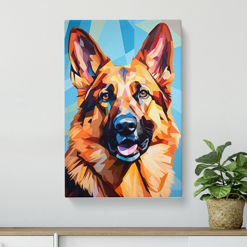 German Shepherd Cubism - Wrapped Canvas, 50cm H x 35cm W x 3cm D
