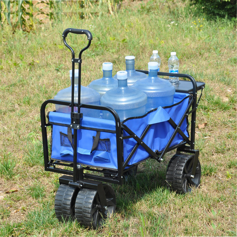 Chariot de plage pliant Wagon Garden (bleu), H 3,51 po x l 3,18 po x P 1,64 po, Bleu / Noir