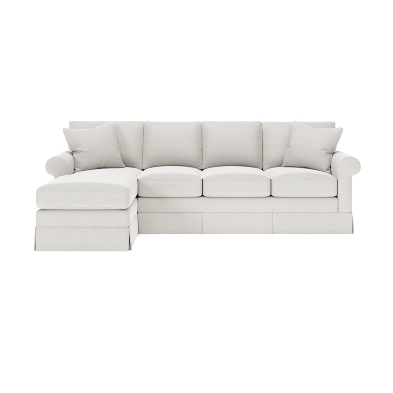 Friedman Upholstered Sectional, Left Hand Facing, Drusky Ivory Sustain® Basketweave