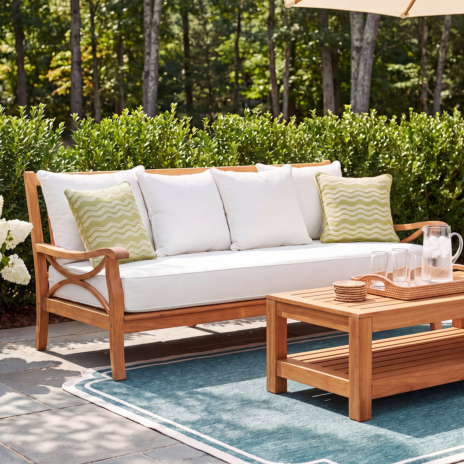 Brunswick 79" Teak Patio Daybed, Beige