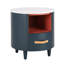 Table de chevet compacte ronde bleue avec utilisation polyvalente, tiroir pour le rangement des bijoux, articles à accès rapide à tablette ouverte, chambre à coucher et salon modernes sans effort, articles-2052365587