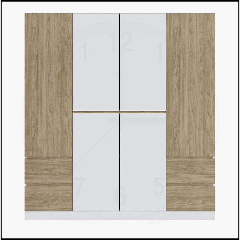 Élégante garde-robe en bois à 6 portes avec tiroirs pour le rangement de la chambre à coucher