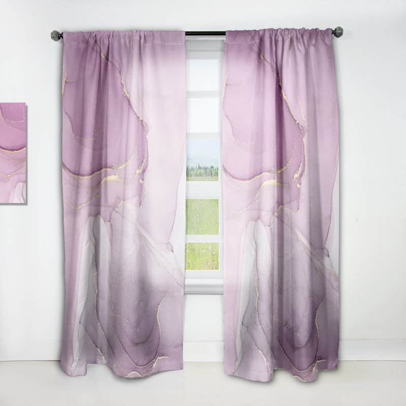 Mauve liquide Art Waves I - Rideau moderne - Velours obscurcissant - 1 panneau, L 52 po x L 108 po