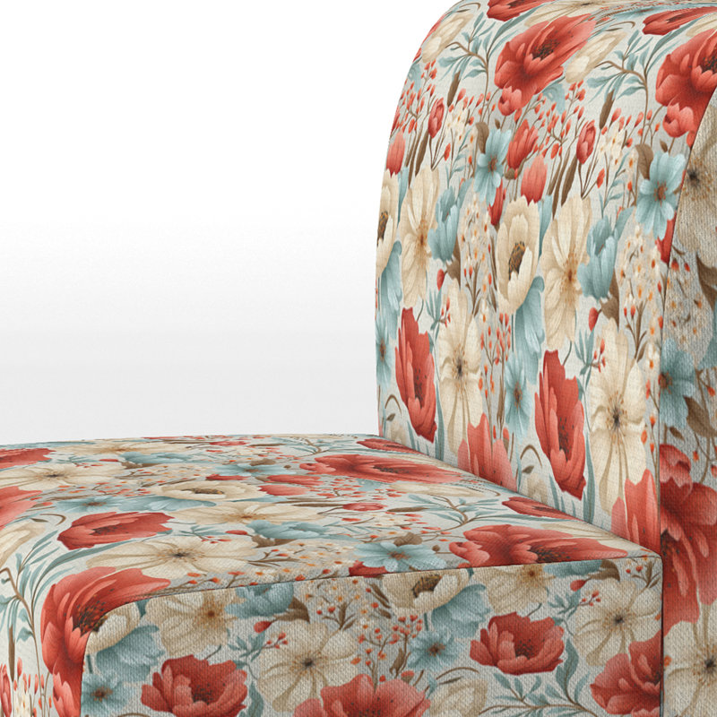 & Eclectic Accent Slipper Chair C, Coral Timeless Garden Flourish