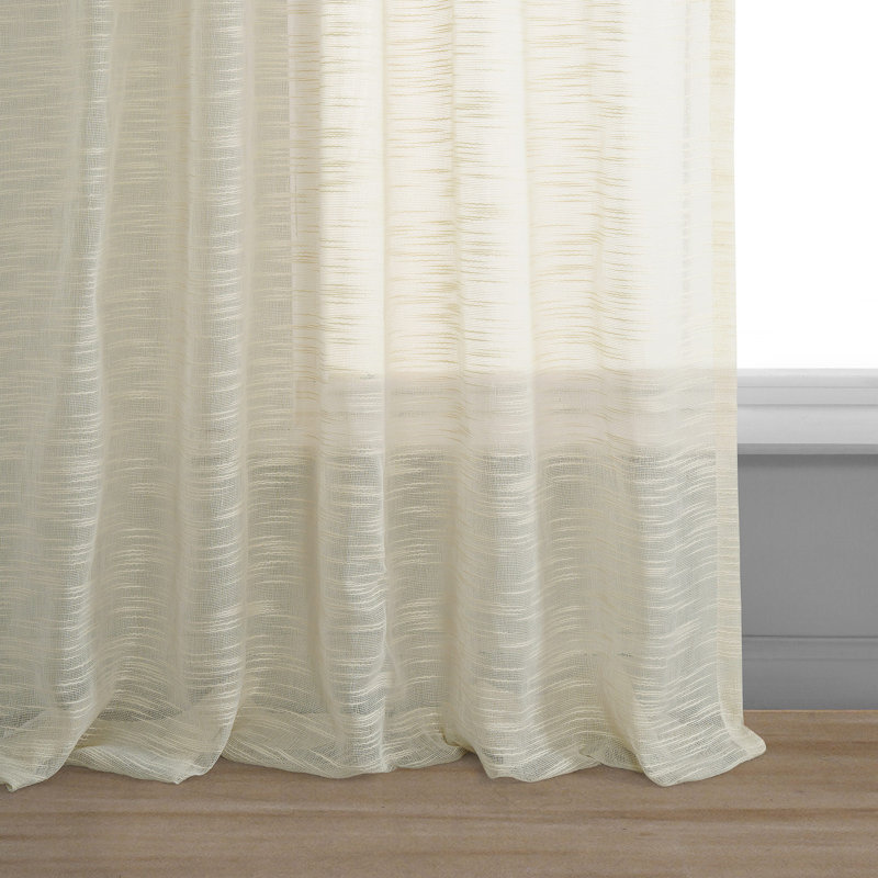 Deerk Open Weave Textured Sheer Curtains for Bedroom & Living Room Curtains - Single Panel Drapes, 50" W x 84" L, Gray