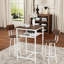 Ensemble de 3 tables de bar et tabourets, tabourets pliables pour économiser de l'espace, matériau en fer, couleurs blanc brun, bistro convenable avec 2 tabourets confortables, conception cloisonnée, fer à haute résistance, imperméable
