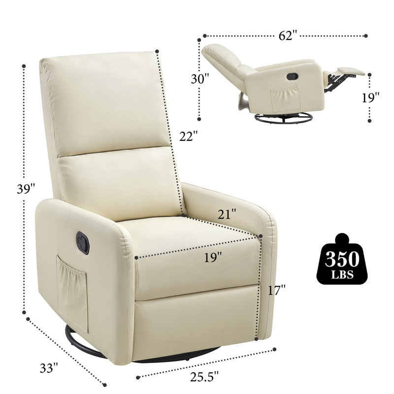 Fauteuil inclinable, oscillant et pivotant pour adultes, Crème, crème
