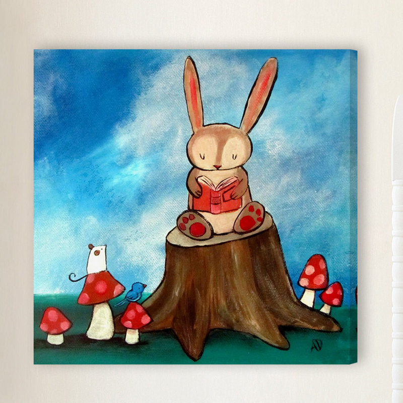« lapin story » par andrea doss, reproduction d’art sur toile tendue, H 48 po x l 48 po x P 1,5 po