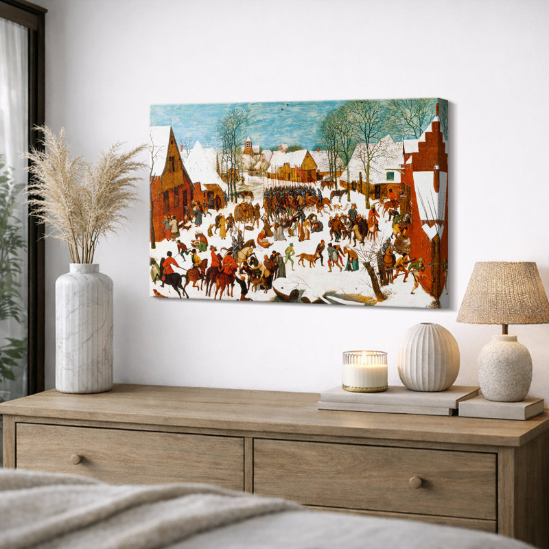 Illustration de village d'hiver, images de salon de campagne, impression sur toile encadrée, impression numérique.