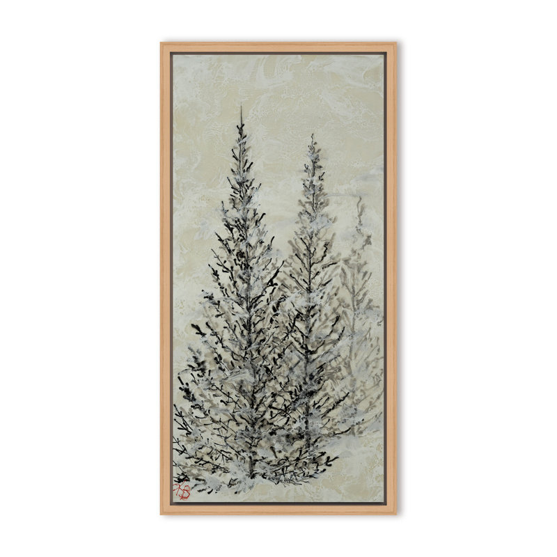 Nature Inspired "Silent Pines" Canvas Wall Art By , 16" H x 8" W x 2.375" D, Framed Canvas, White
