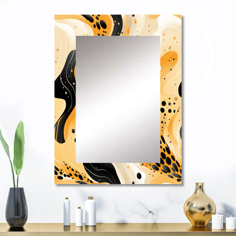 Sharlize, impression de guépard moderne orange et noir - reproduction unique de miroir animal, 32 po x 24 po