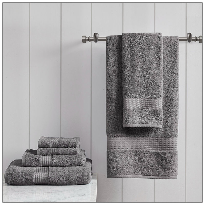 Ensemble de 6 pièces de chambre d'amis 100% coton Chanelle, Gris anthracite